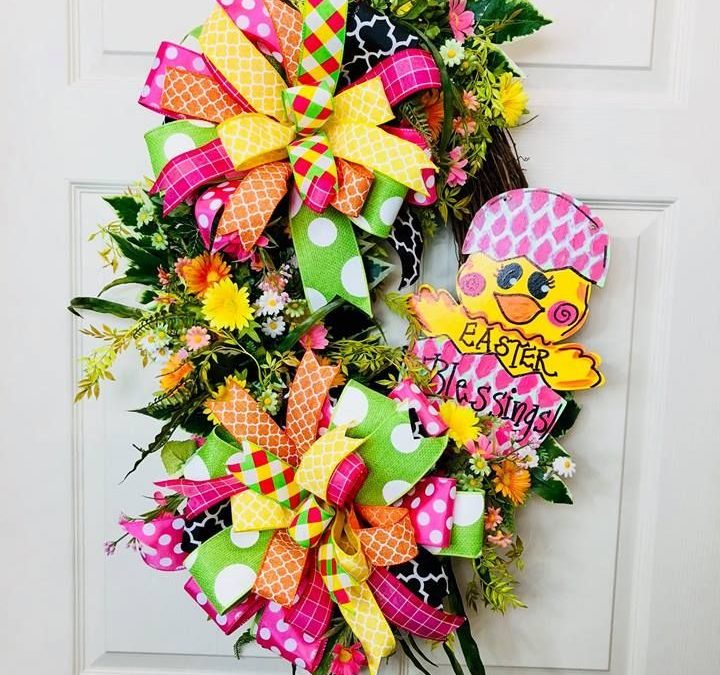 Large Easter Blessings Grapevine Wreath
