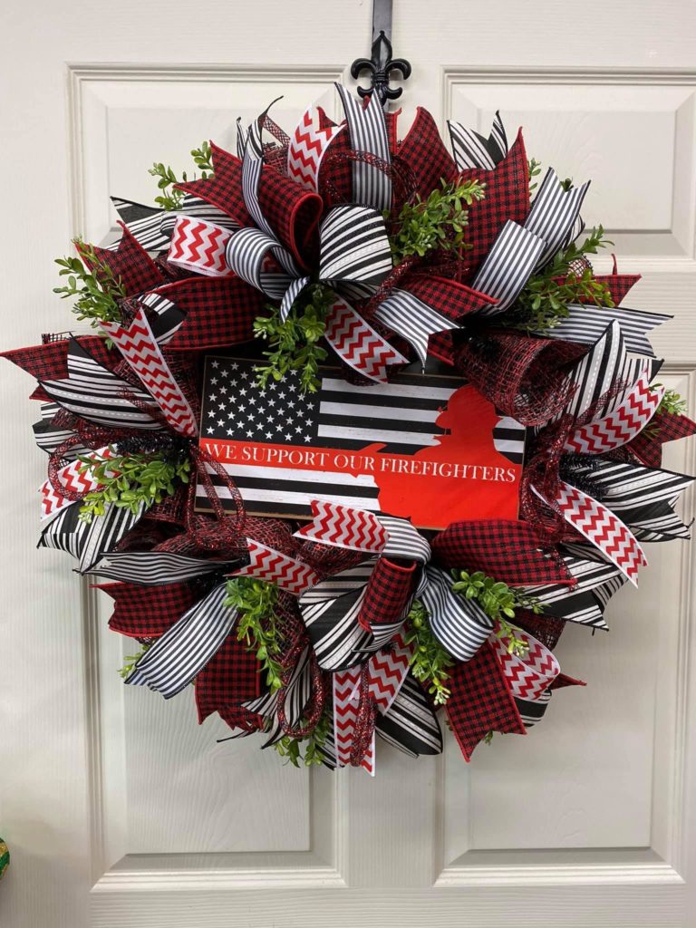 beautiful wreath dedicated to firemen