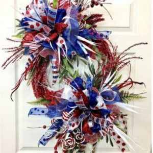 patriotic grapevine with red white and blue bows