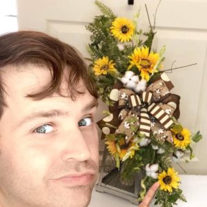 country lantern with sunflowers and natural ribbon bow
