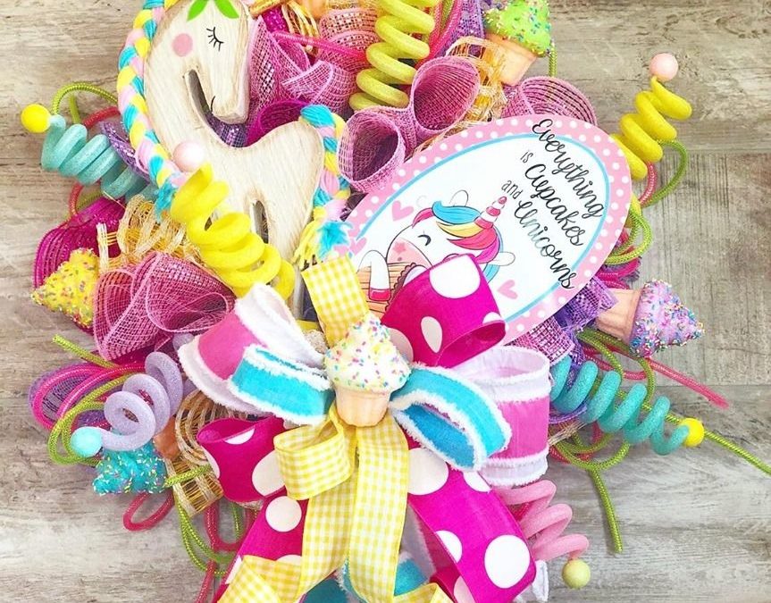 Unicorns & Cupcakes Wreath