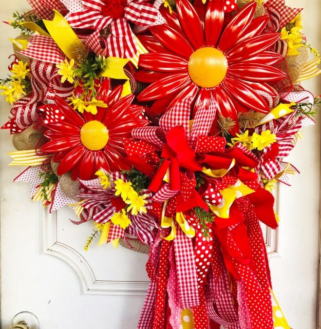 Daisy Mesh Wreath