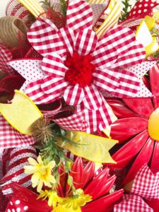 red gerber daisy mesh wreath
