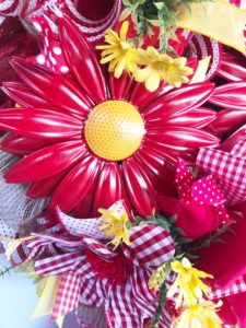 red gerber daisy mesh wreath