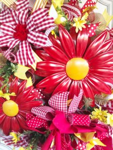red gerber daisy mesh wreath