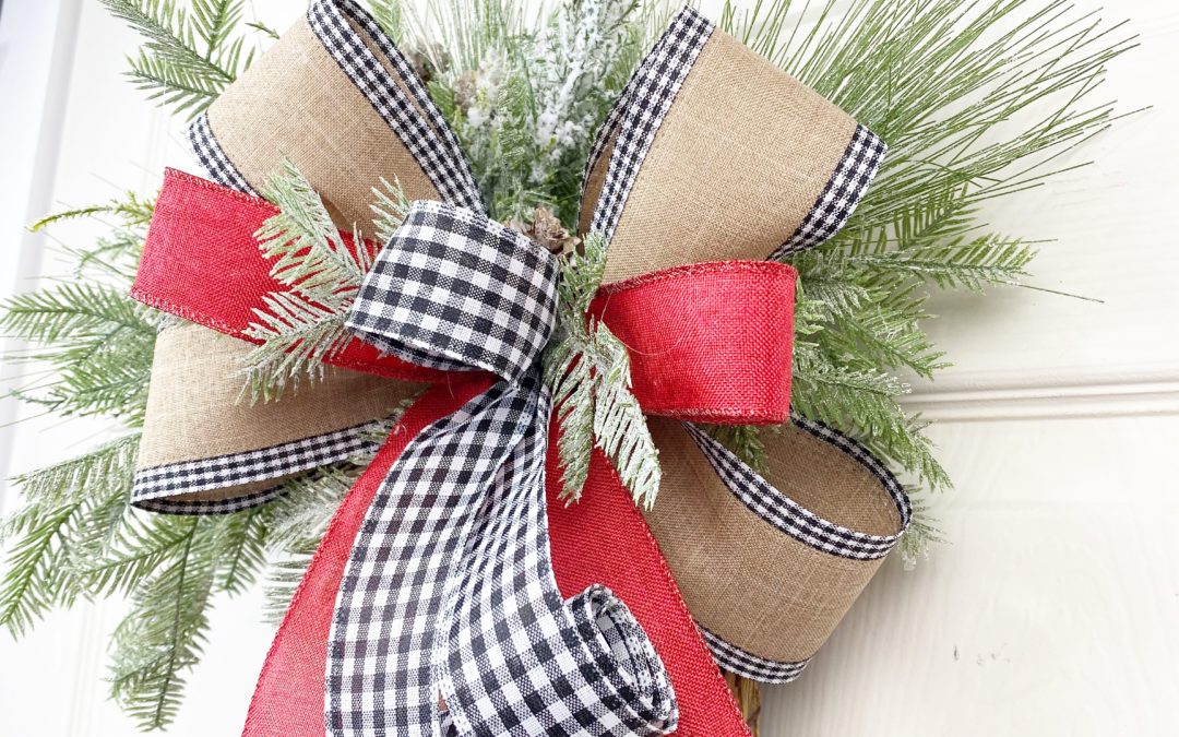 Grapevine Stocking Base with Greenery & Bow