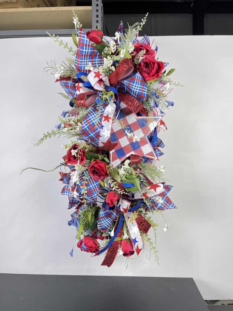 patriotic door decor with a wooden star
