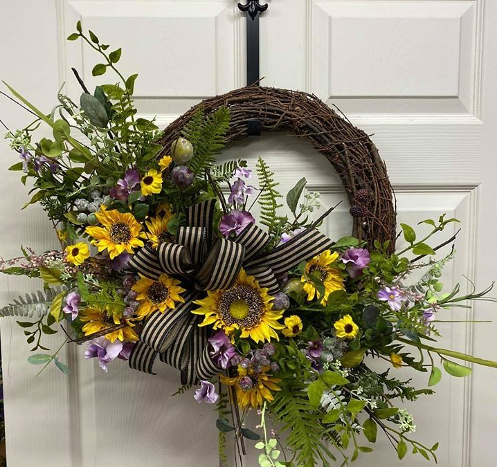 Sunflower and Purple Wreath