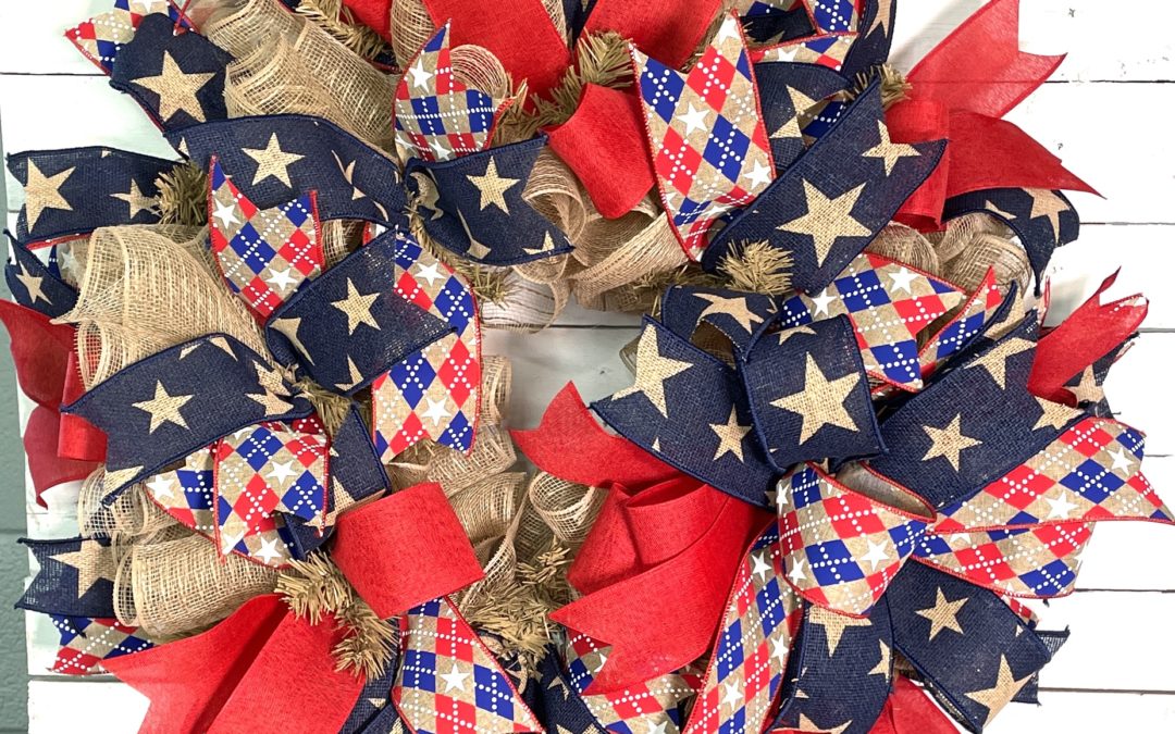 04.2.21 Patriotic Mesh and Ribbon Wreath – Tammy (REPLAY)