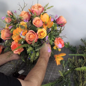 centerpiece with orange florals