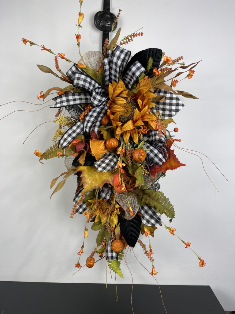 evergreen branch with fall elements - fall swag