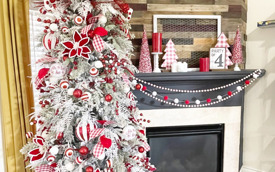 Red and White Christmas Tree without Ribbon
