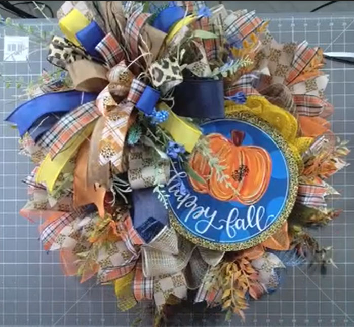 7/21/21 Happy Fall Character board mesh wreath (REPLAY)