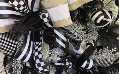 9.6.21 Black and White Non Traditional Christmas Wreath- Coach Jordan (REPLAY)