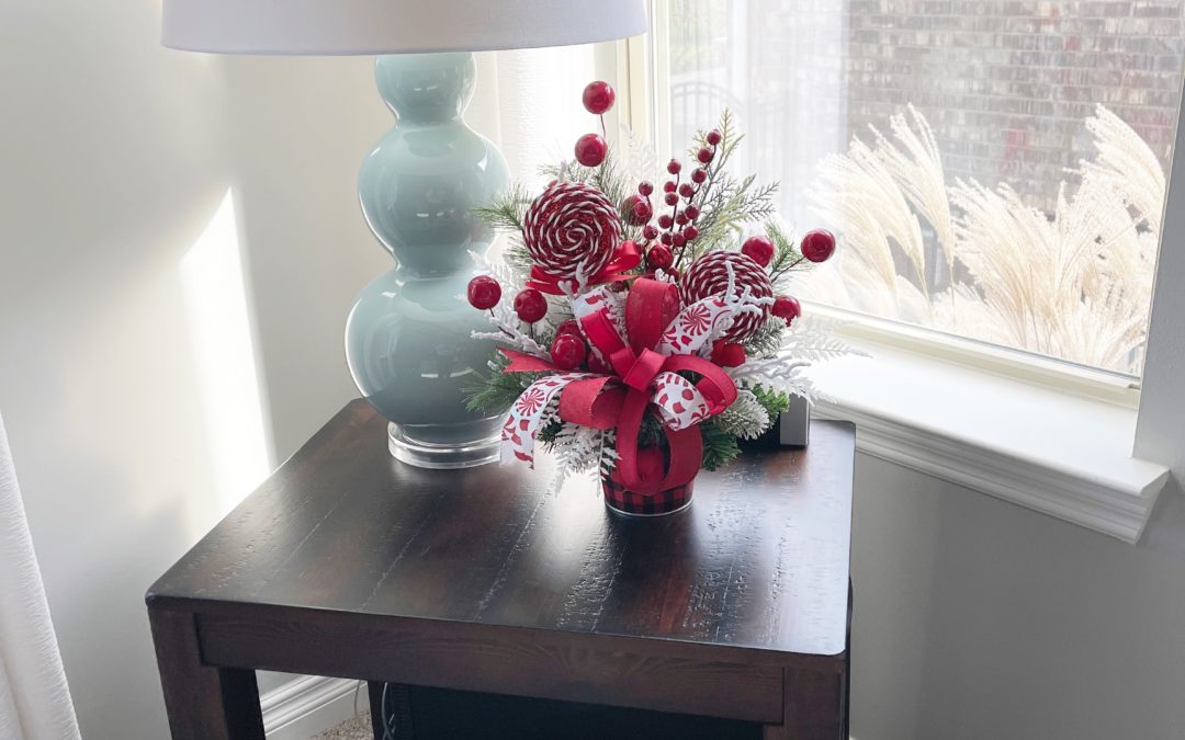 10.28.21 Red and White Christmas container centerpiece- Mellie Mel -REPLAY