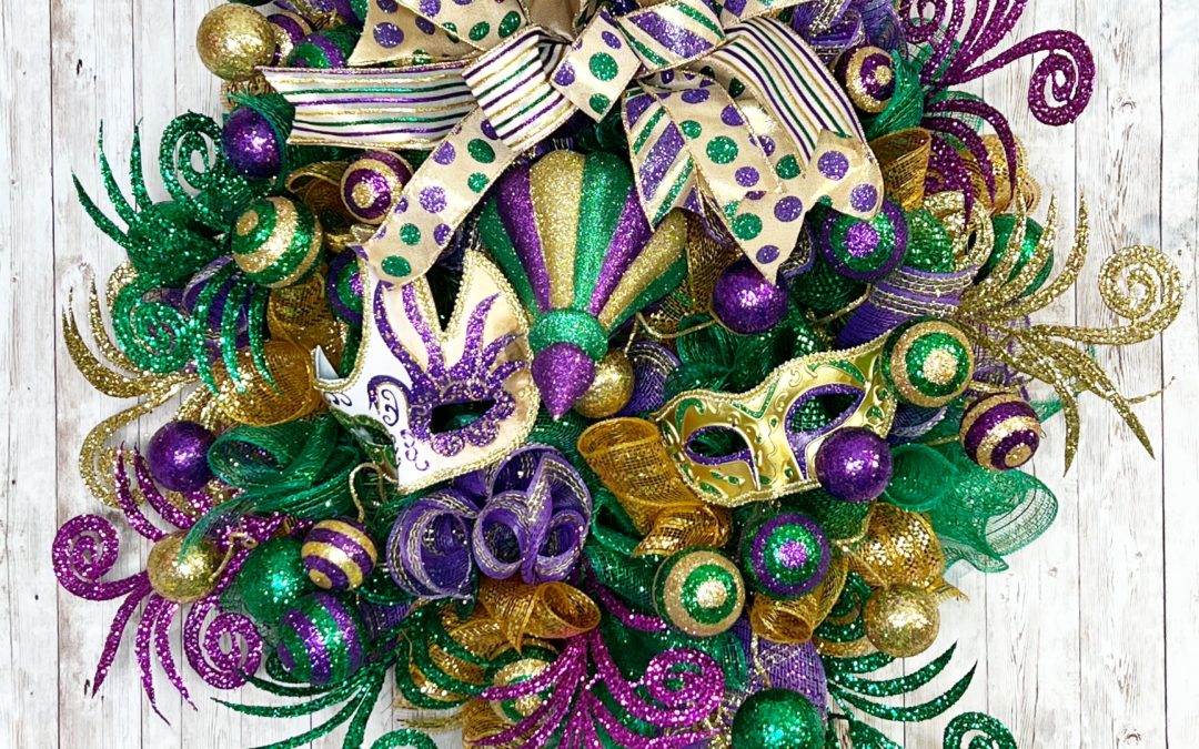 12.22.21 Mardi Gras mesh wreath – Fancy – REPLAY