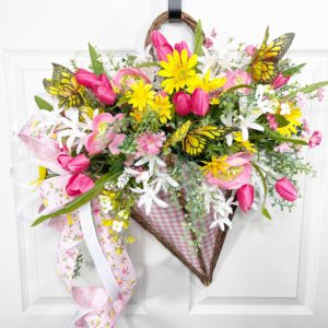 umbrella shaped door hanger with spring flowers