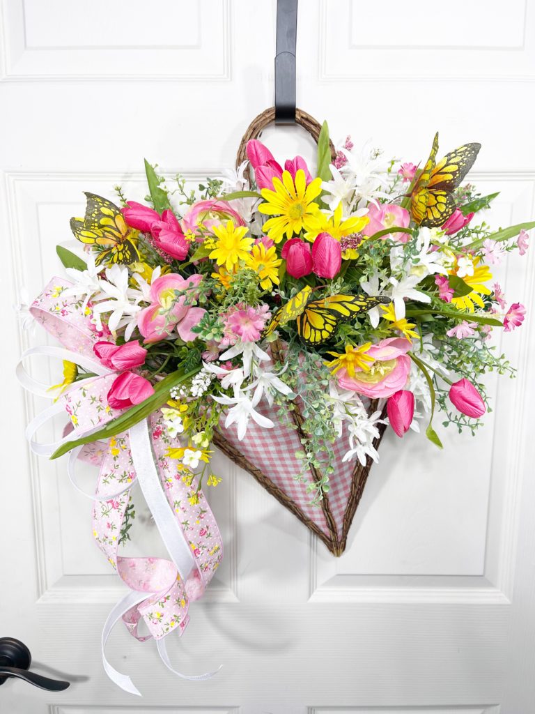 umbrella shaped door hanger with spring flowers