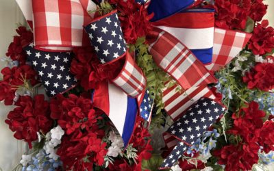 Patriotic Geranium Grapevine Wreath-Coach Jordan – REPLAY