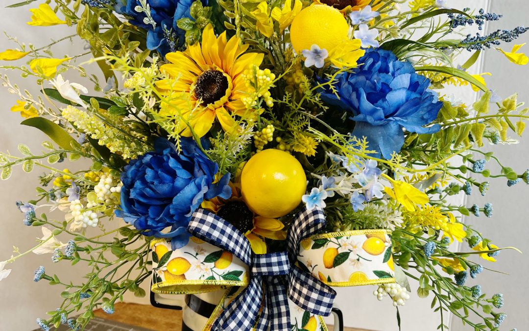 Lemon and sunflower centerpiece- Mellie Mel