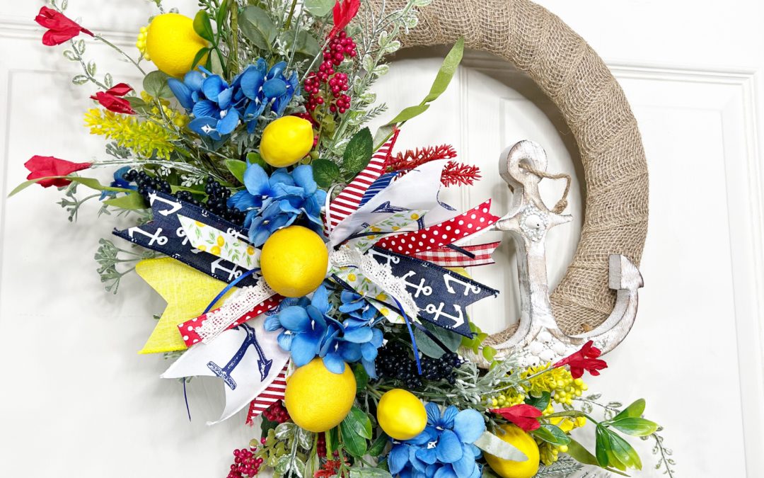 Burlap wrapped frame Lemon Anchor design – Mellie Mel – REPLAY