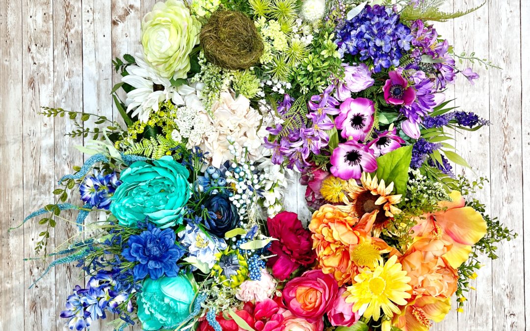 Colorful Grapevine Wreath Made with Leftover Floral Stems