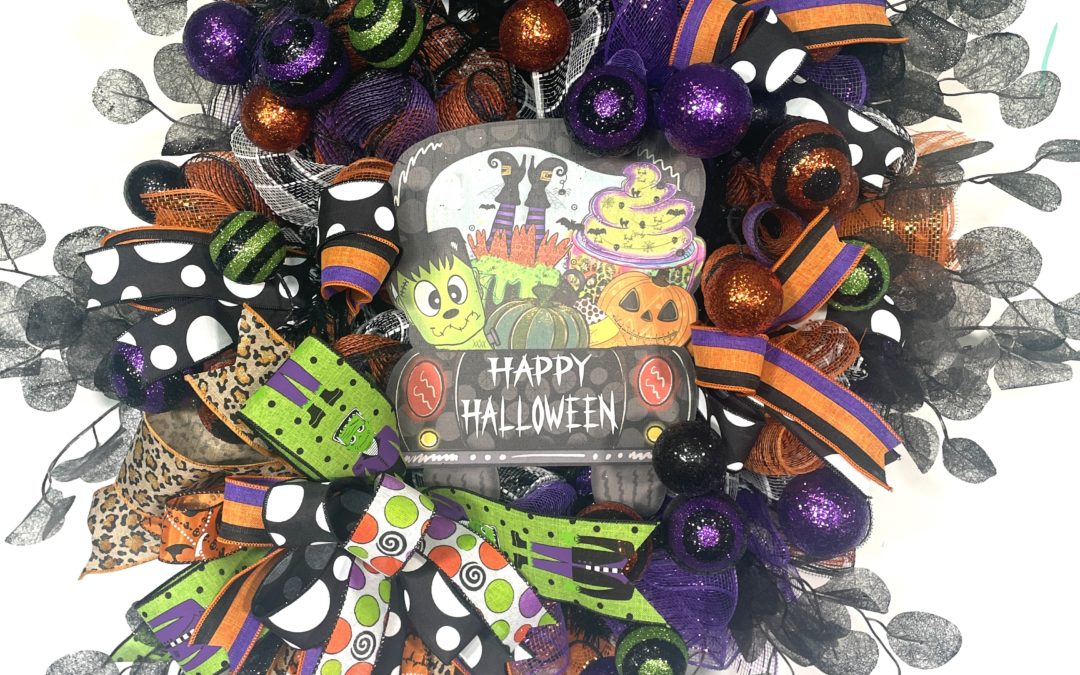 Happy Halloween Ball garland wreath with Deco Sign- Tammy – REPLAY