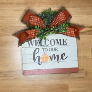 Home Decor Sign with Greenery and Bow