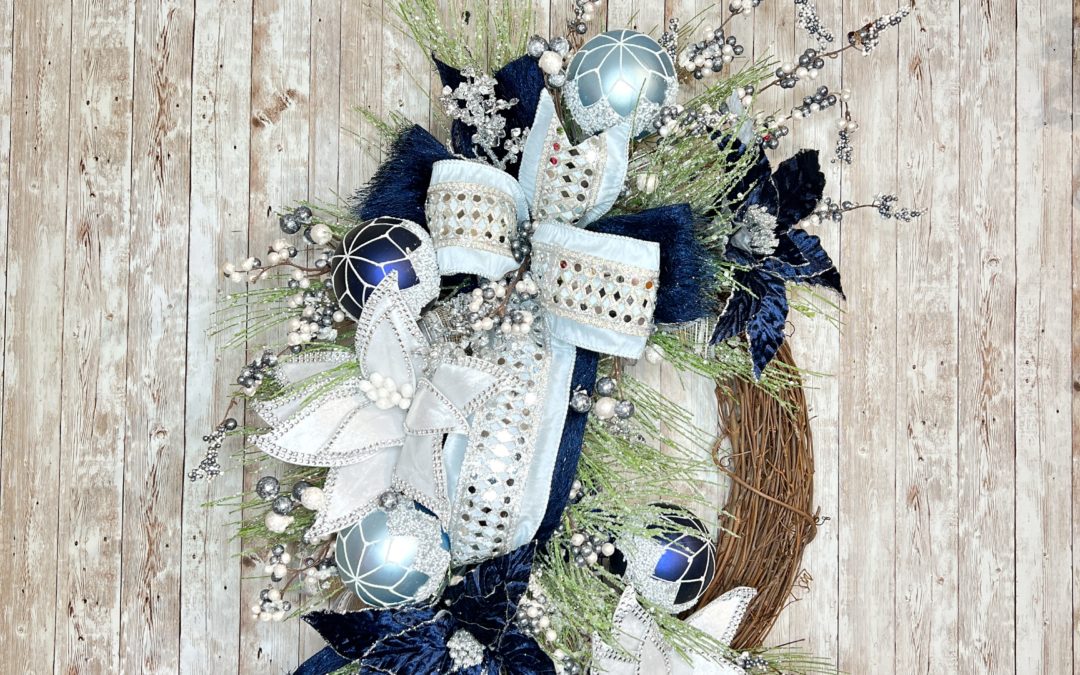 Navy & Silver Winter/ Hanukkah Elegant Grapevine ~ Fancy – REPLAY