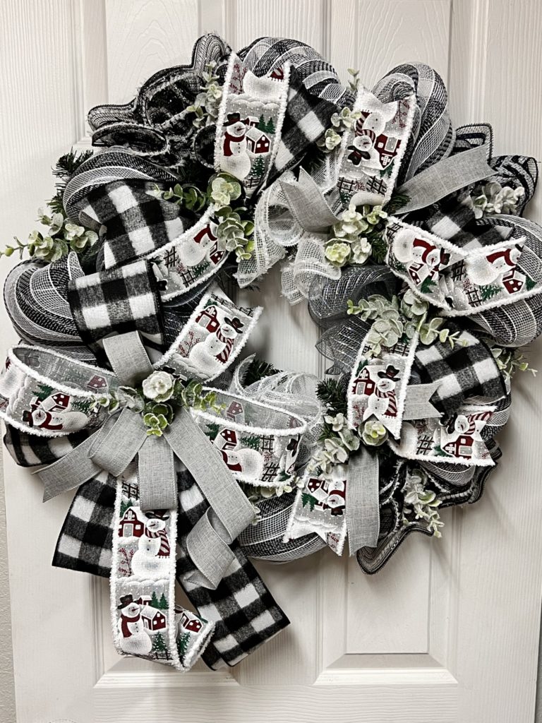 black and white winter wreath