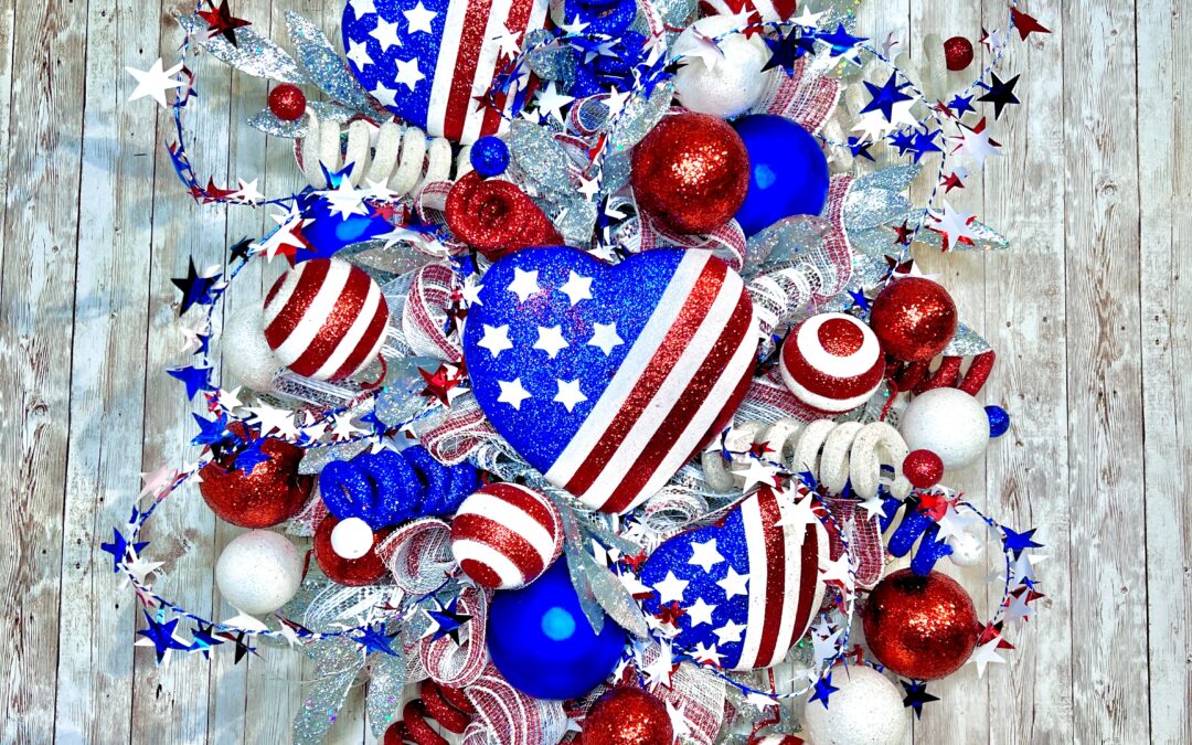 Patriotic No Ribbon Mesh Wreath – Fancy