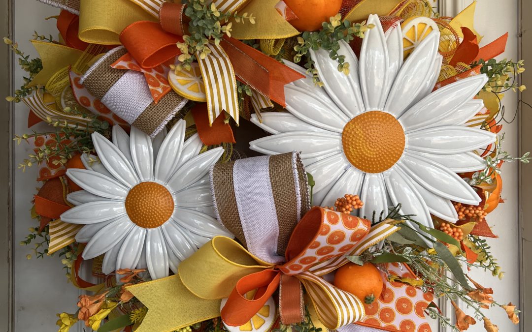 Orange and Lemon Daisy Deco Mesh Wreath – Coach Jordan – REPLAY