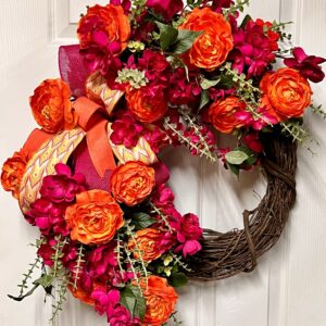 bright floral grapevine wreath