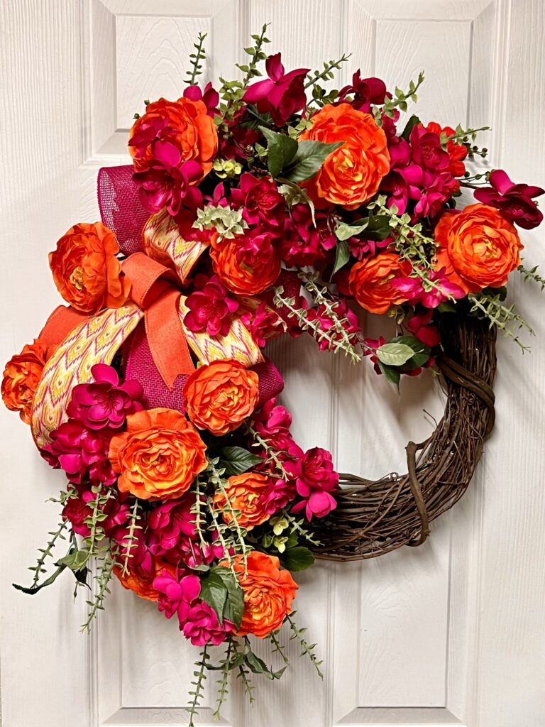 bright floral grapevine wreath