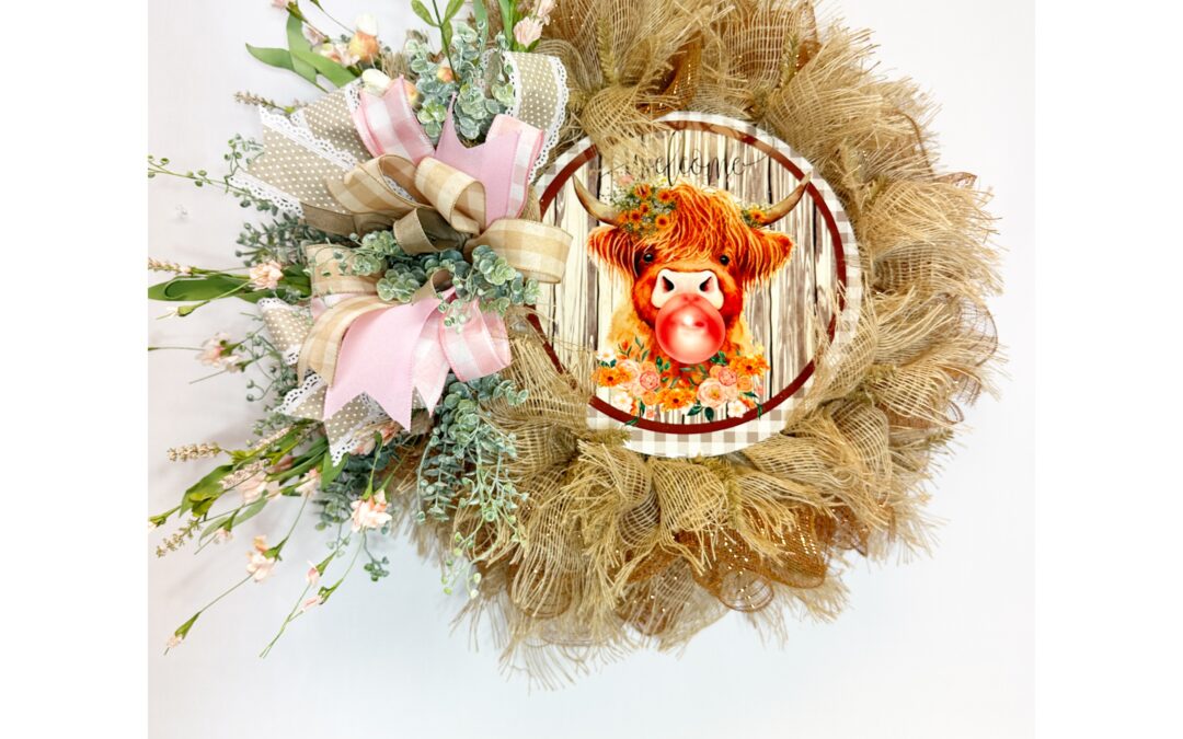 Farmhouse wreath with Burlap fray mesh – Tammy – REPLAY