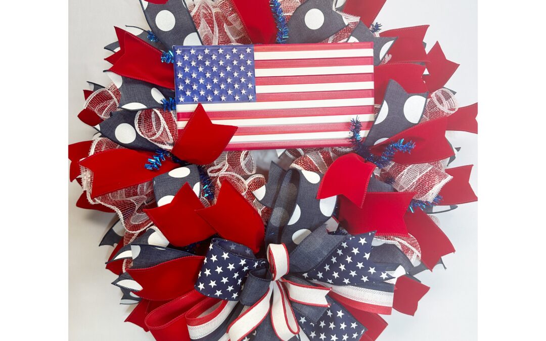 Patriotic Mesh Wreath- Tammy – REPLAY