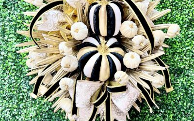 Glam Pumpkin Falloween Mesh Wreath ~ Fancy