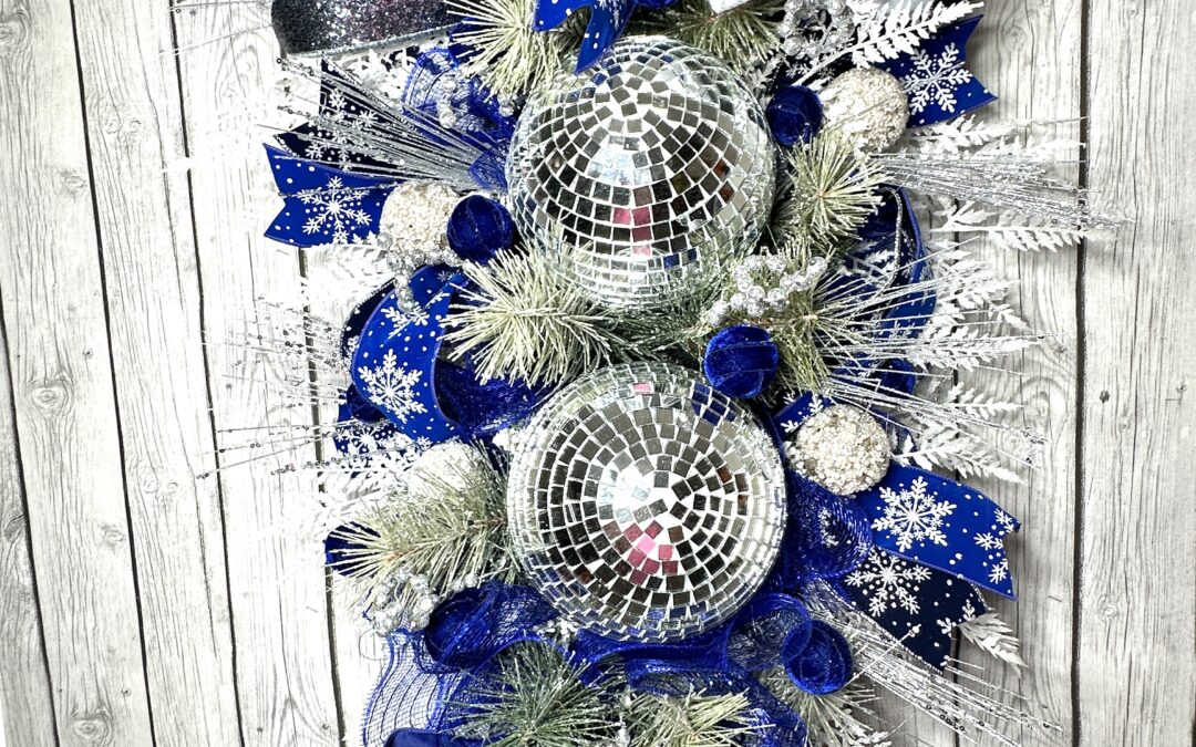 Large Blue and Silver Disco Ball Swag – Tammy – REPLAY