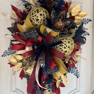 Elegant Jewel Tone Mesh Christmas Wreath 5