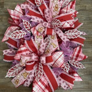 Red and Pink Gingerbread Wreath