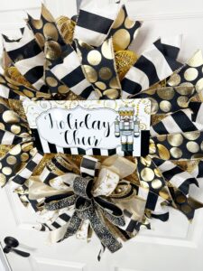 Close up of sign on New Year's Eve wreath