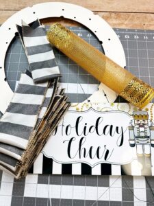 Supplies for New Year's Eve wreath